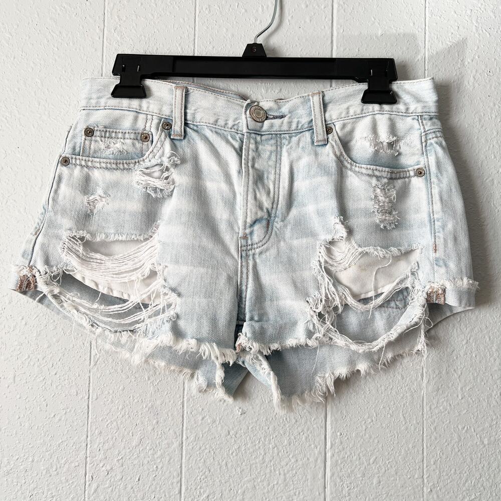 American Eagle Micro Mini Denim Shorts Womens 4 Distressed Festival Coquette